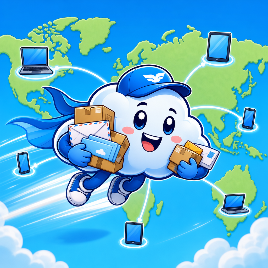 Cloudflare君：世界中に高速配信する届け屋キャラ