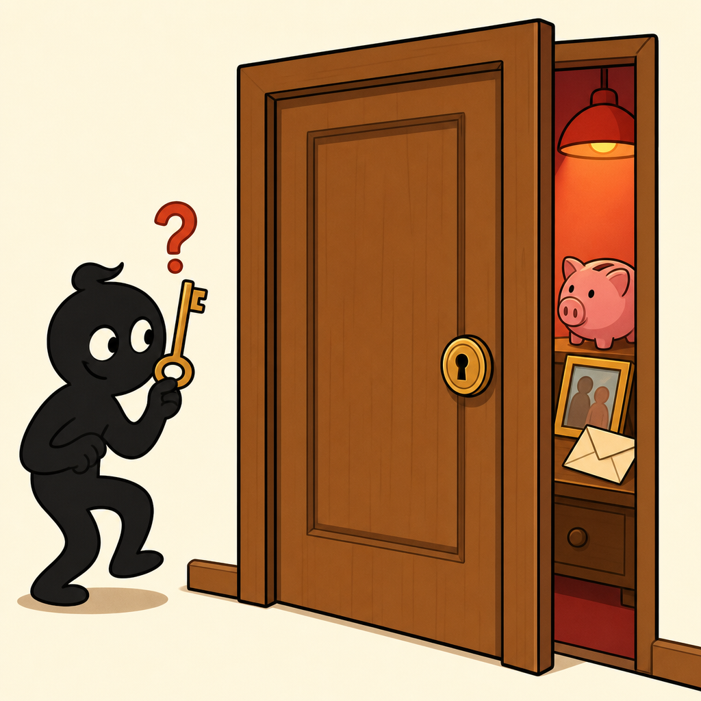 パスワードだけでは守れない：1段階の弱点を示すイラスト